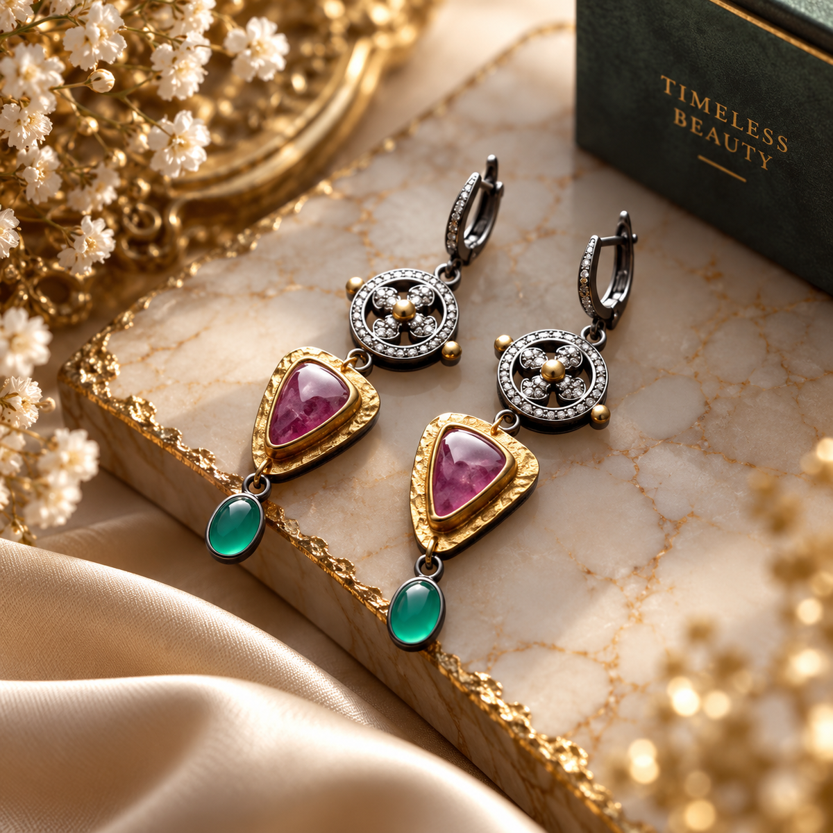 Vintage Amara Gemstone Drop Earrings
