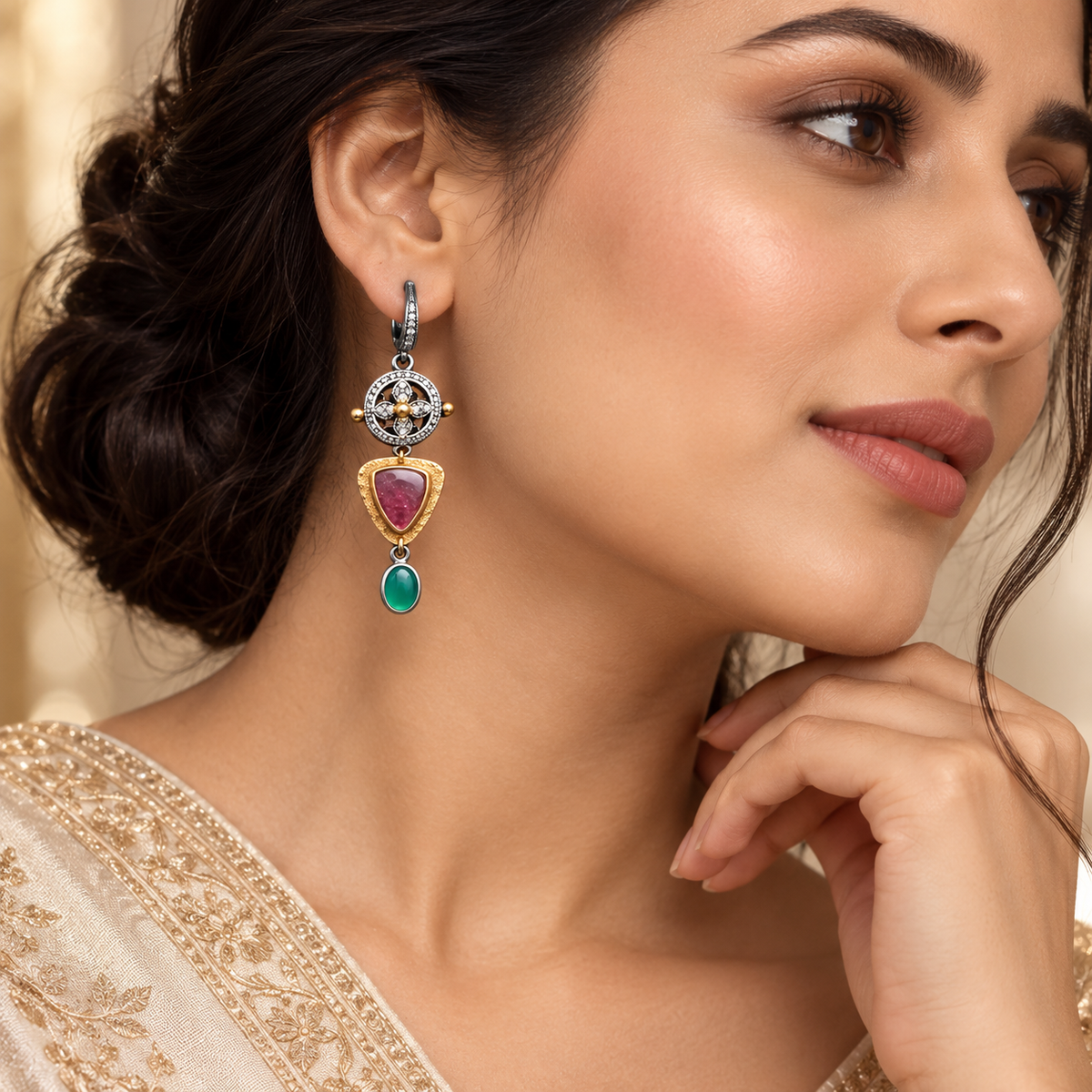 Vintage Amara Gemstone Drop Earrings