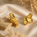 Gold Petal Waterproof Earrings – Elegant Floral Drop Design