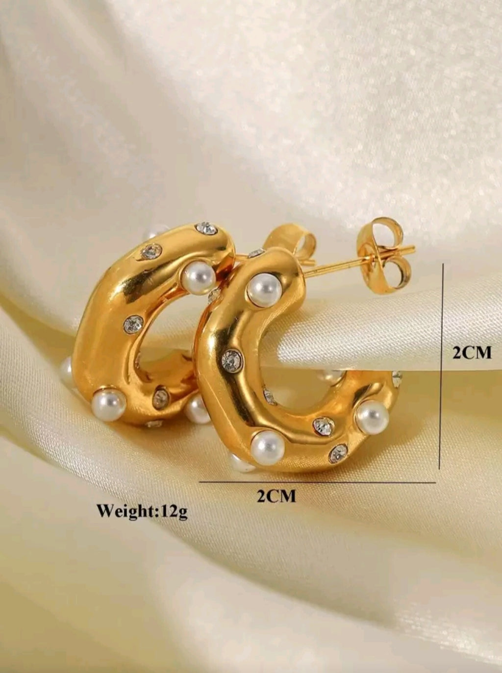 Pearl Crystal Gold Hoop Earrings | Waterproof | Aurelia Co.