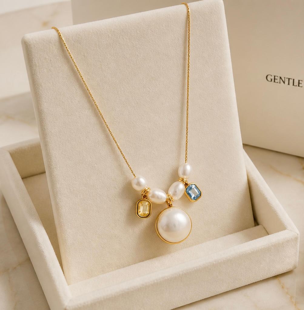Aurelia Celeste Pearl Charm Necklace | Waterproof Gold Pearl Necklace Australia