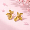 Gold Plated Leaf Dragonfly Style Hoop Earrings