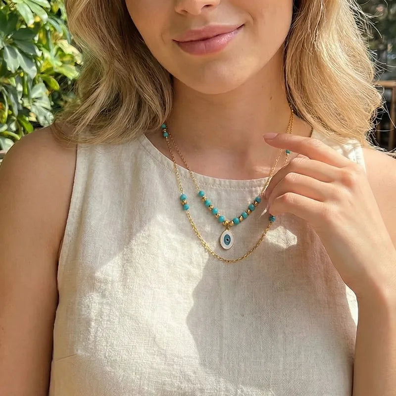 Aurelia Nazar Layered Necklace | Waterproof Evil Eye Necklace Australia