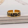 Zebra Noir Tarnish Free Gold Open Ring