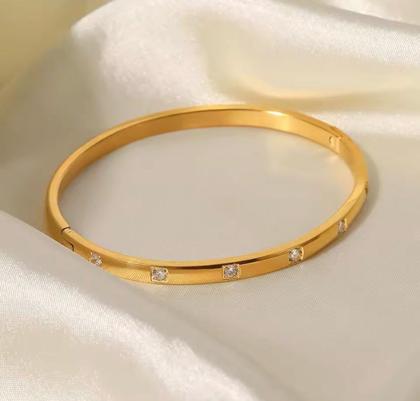 Celeste Crystal Gold Bangle | Waterproof Bracelet | Aurelia Co.