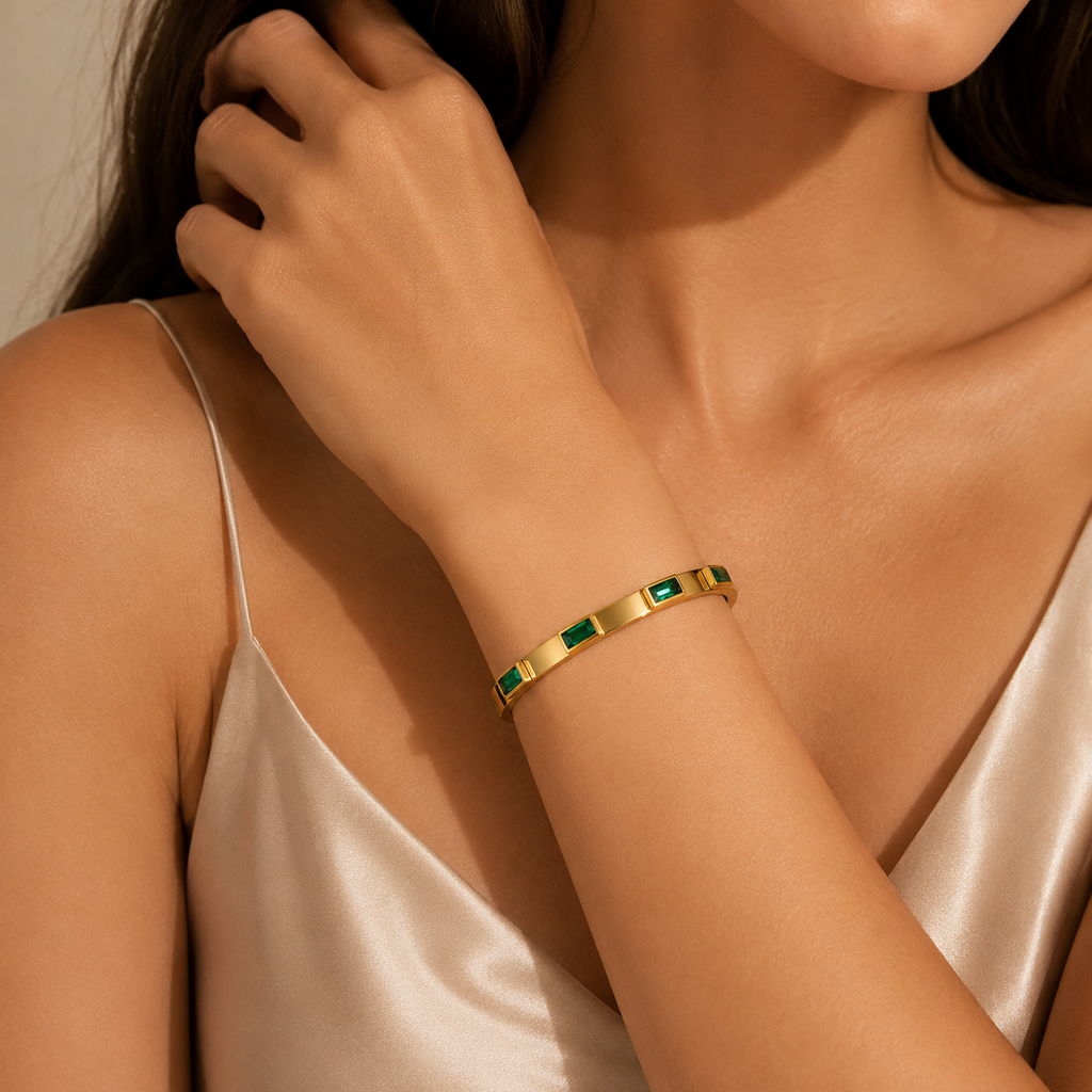 Emerald Luxe Gold Bracelet | Waterproof | Aurelia Co.