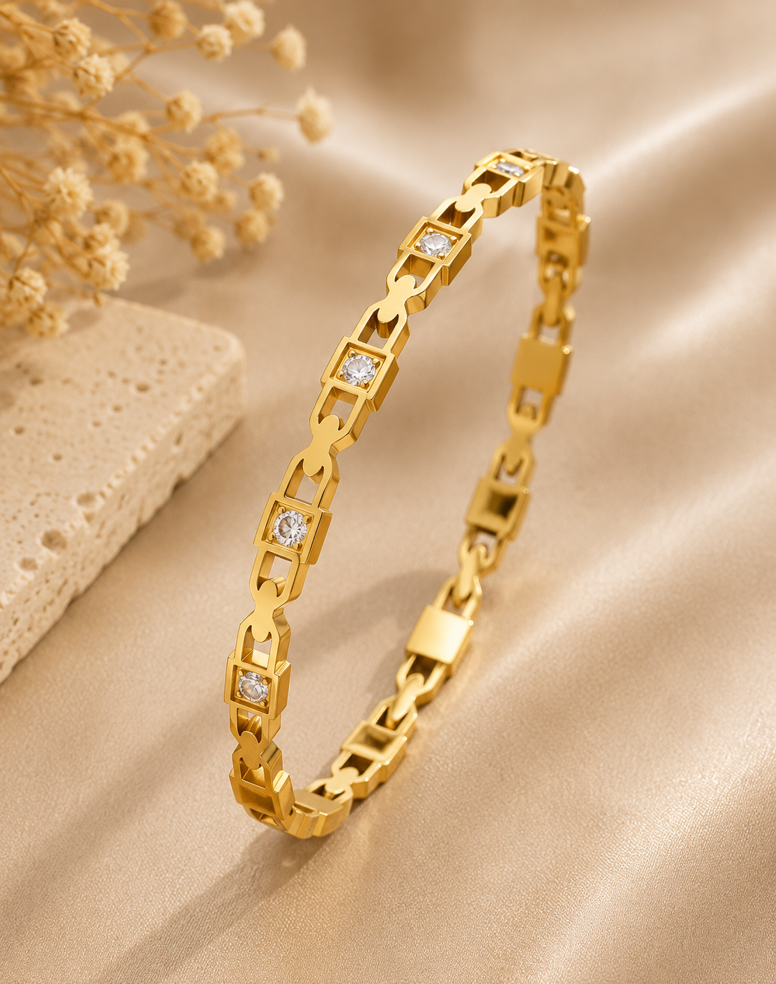 Celeste Crystal Link Gold Bracelet – Waterproof & Tarnish Resistant