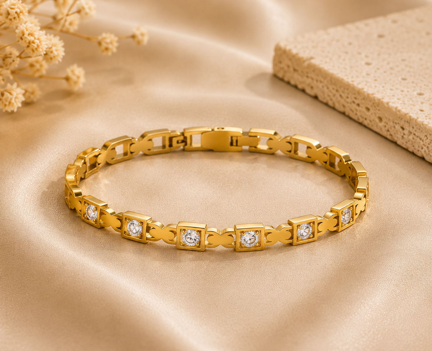 Celeste Crystal Link Gold Bracelet – Waterproof & Tarnish Resistant