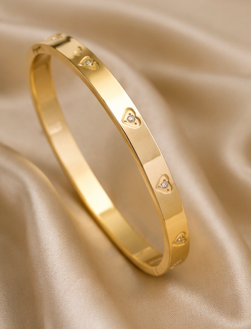Celeste Heart Crystal Gold Bracelet