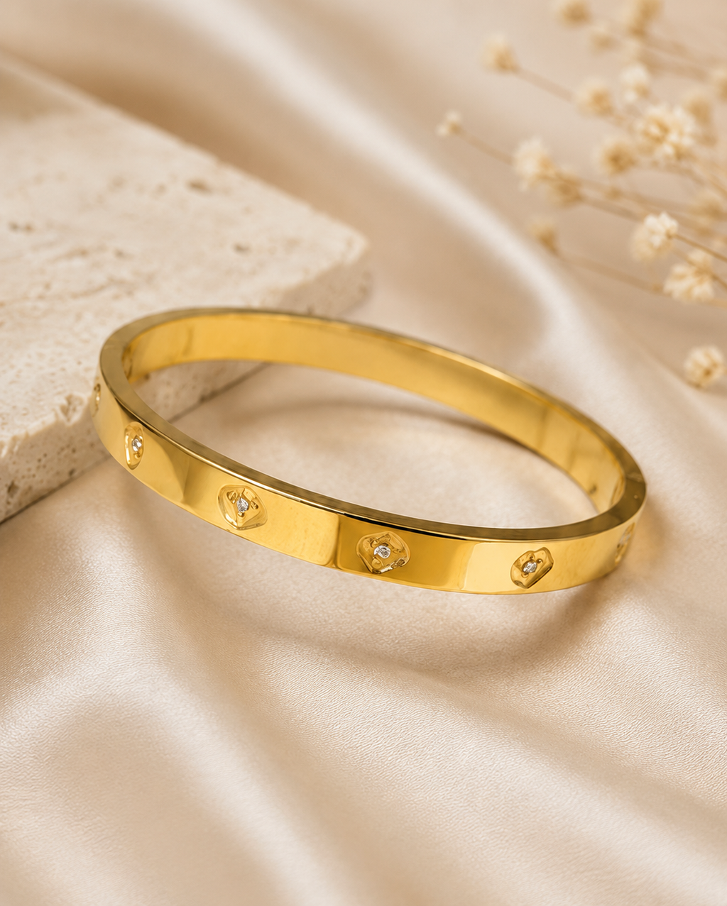 Celeste Heart Crystal Gold Bracelet