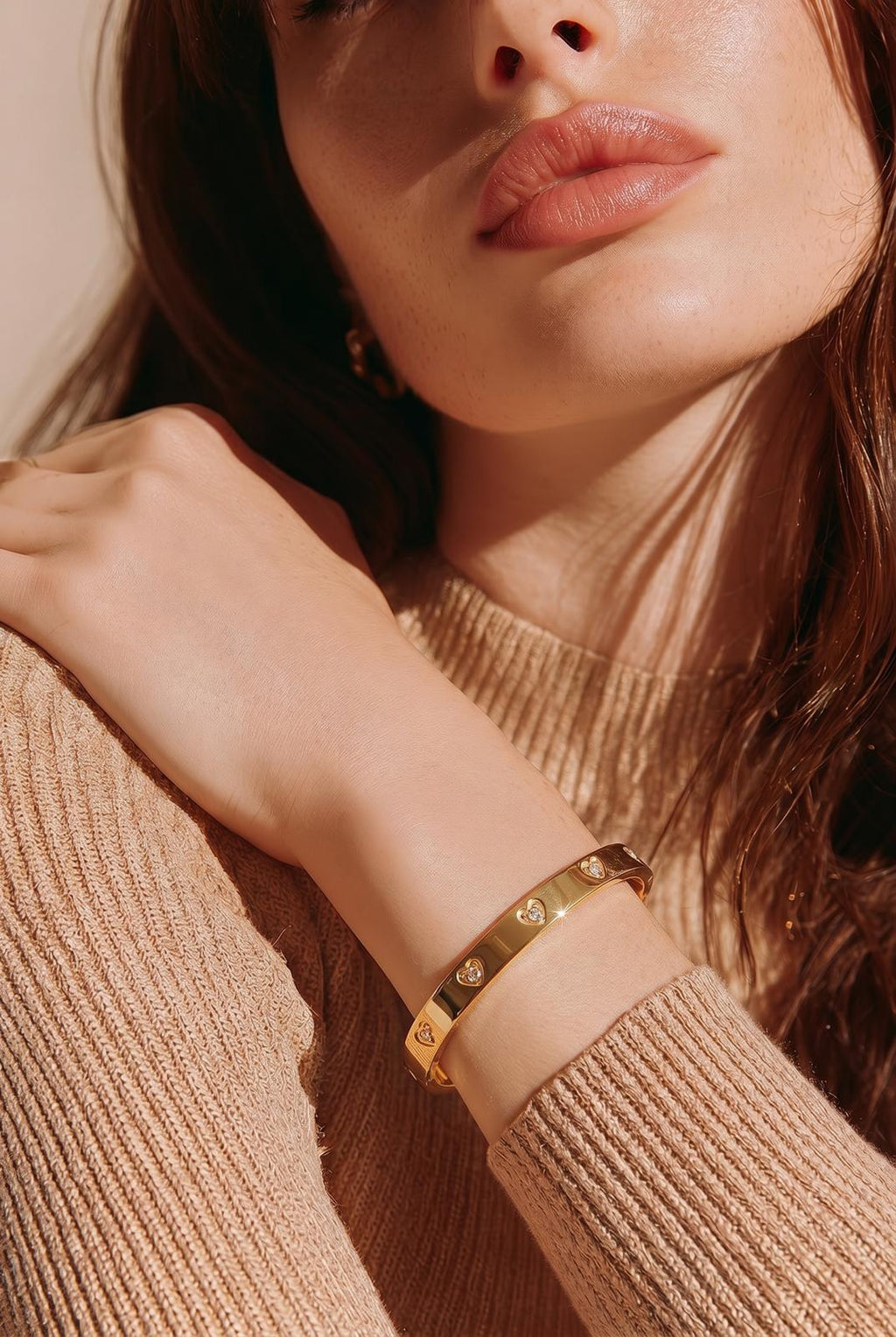Celeste Heart Crystal Gold Bracelet
