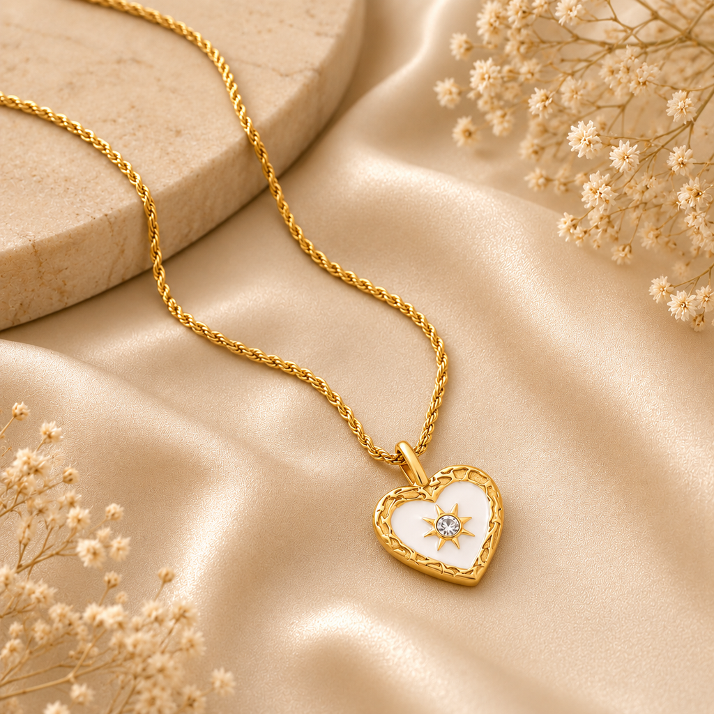 Celeste Heart Pendant Necklace | Waterproof Gold Necklace | Aurelia Co Australia