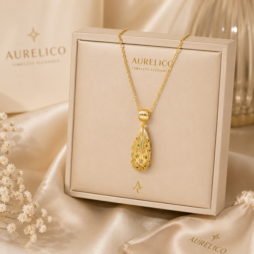 Geometric Gold Plated Celestial Tassel Pendant Necklace  | Aurelia Co.