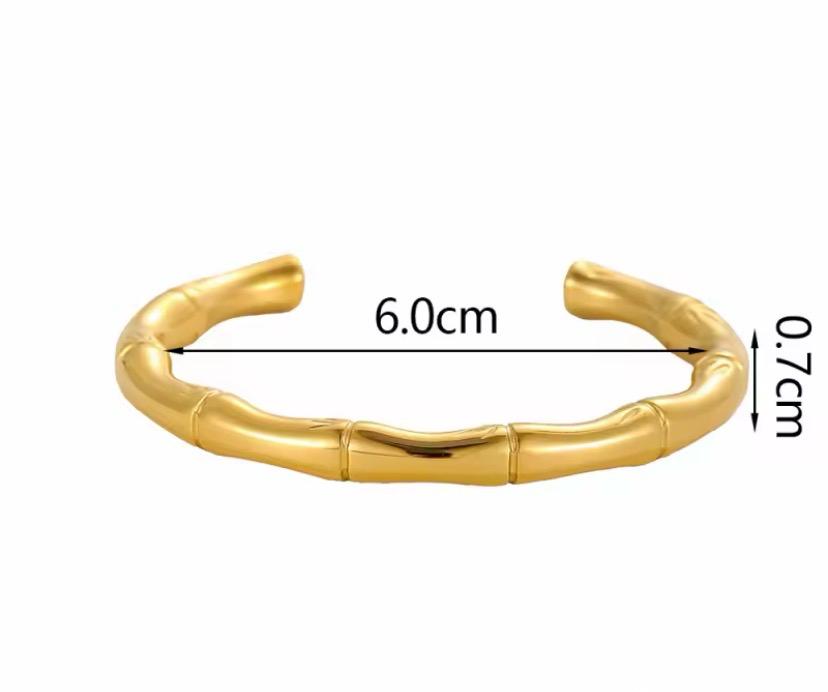 Gold Bamboo Open Cuff Bracelet | Waterproof Tarnish-Free | Aurelia Co.