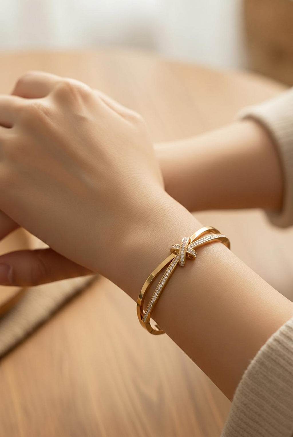 Infinity Crystal Knot Gold Waterproof Bracelet