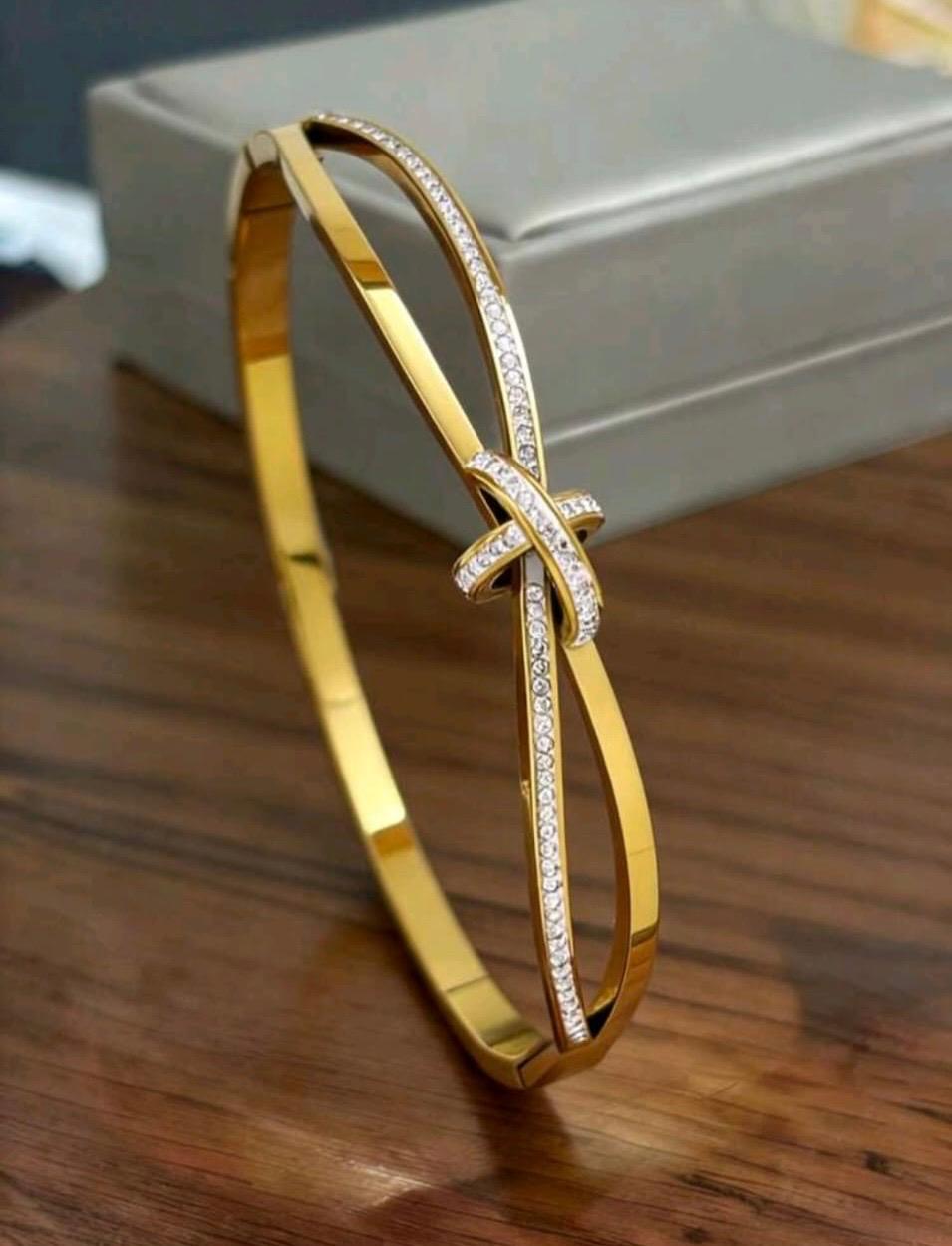 Infinity Crystal Knot Gold Waterproof Bracelet