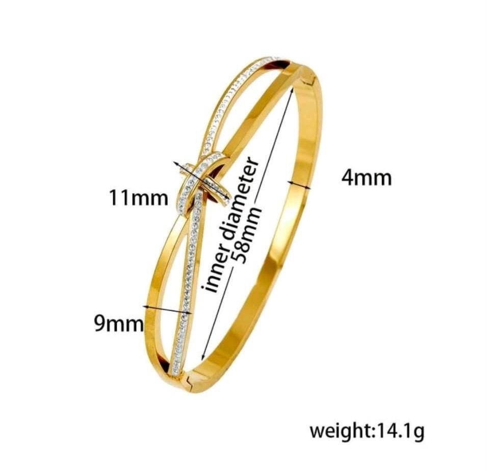 Infinity Crystal Knot Gold Waterproof Bracelet