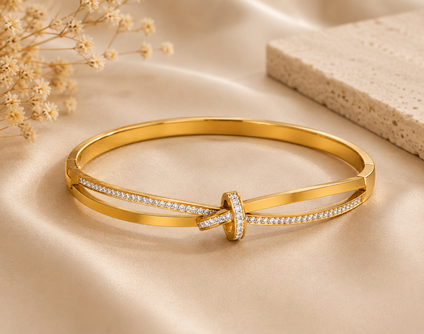 Infinity Crystal Knot Gold Waterproof Bracelet