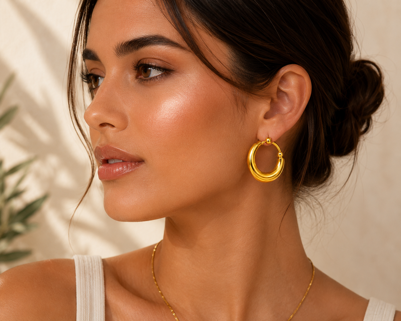 Luna Gold Waterproof Hoop Earrings