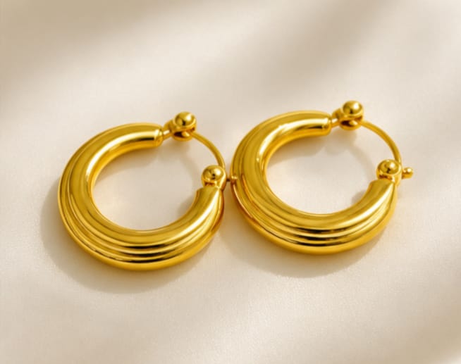 Luna Gold Waterproof Hoop Earrings