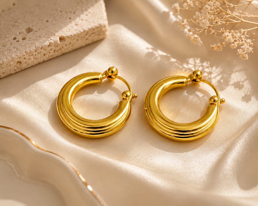 Luna Gold Waterproof Hoop Earrings