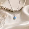 Birthstone March Sky Blue Crystal Pendant Necklace